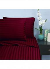 4-Piece Silky Soft Striped Pattern Queen Sheet Set Burgundy