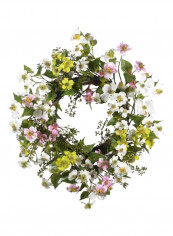 Decorative Floral Wreath Green/Yellow/Pink 20inch