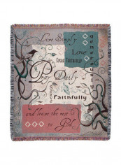 Pray Daily Cotton Tapestry Throw Multicolour 50 x 60inch