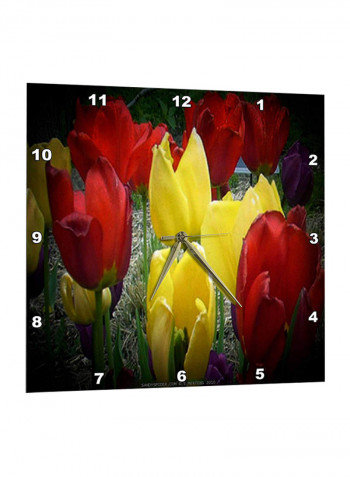 Tulips Printed Wall Clock Multicolour 15 x 15inch