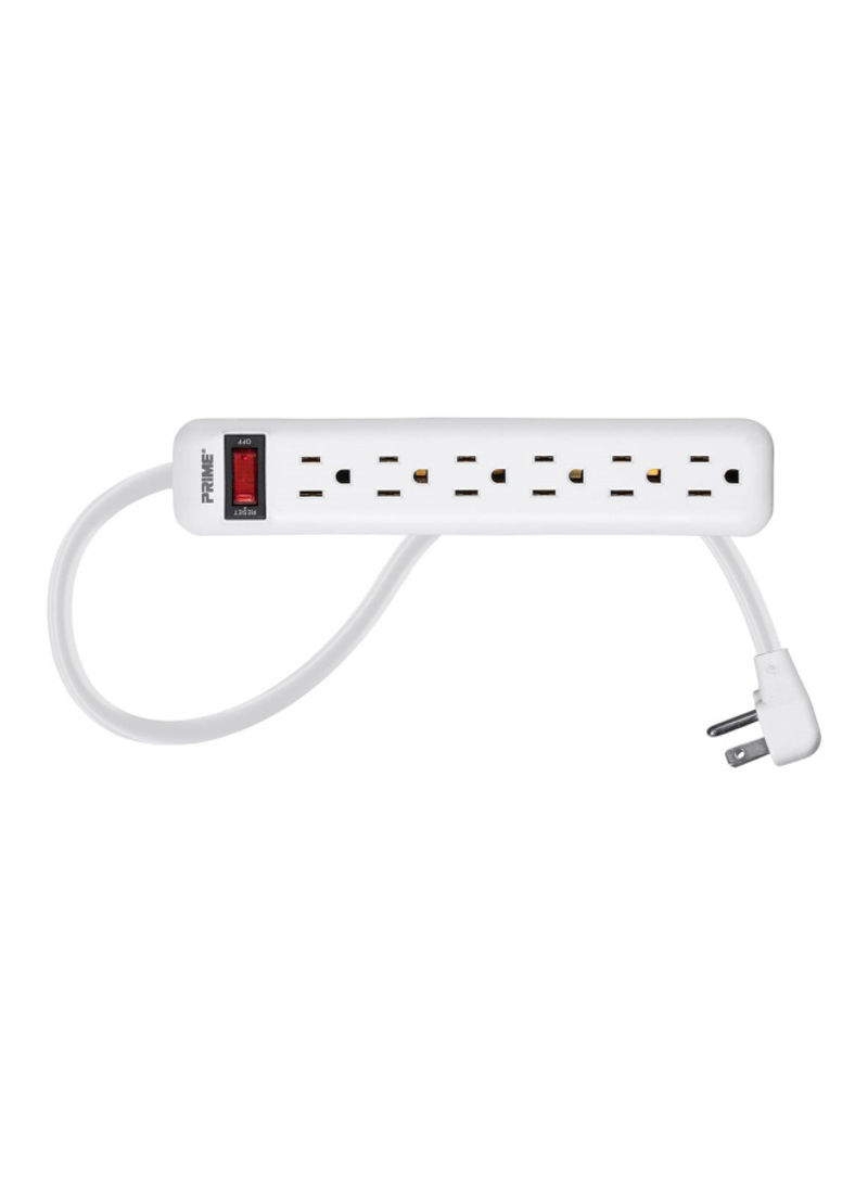 6-Outlet Power Strip White 11.4x5x2.1inch