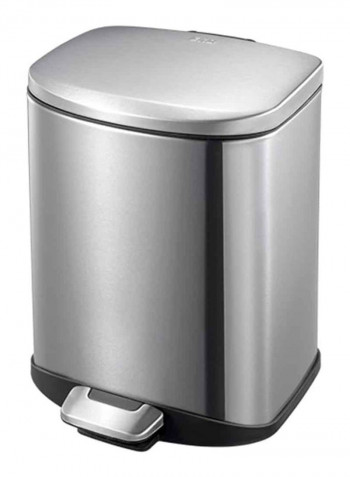 Stainless Steel Rectangular Trash Bin Silver/Black