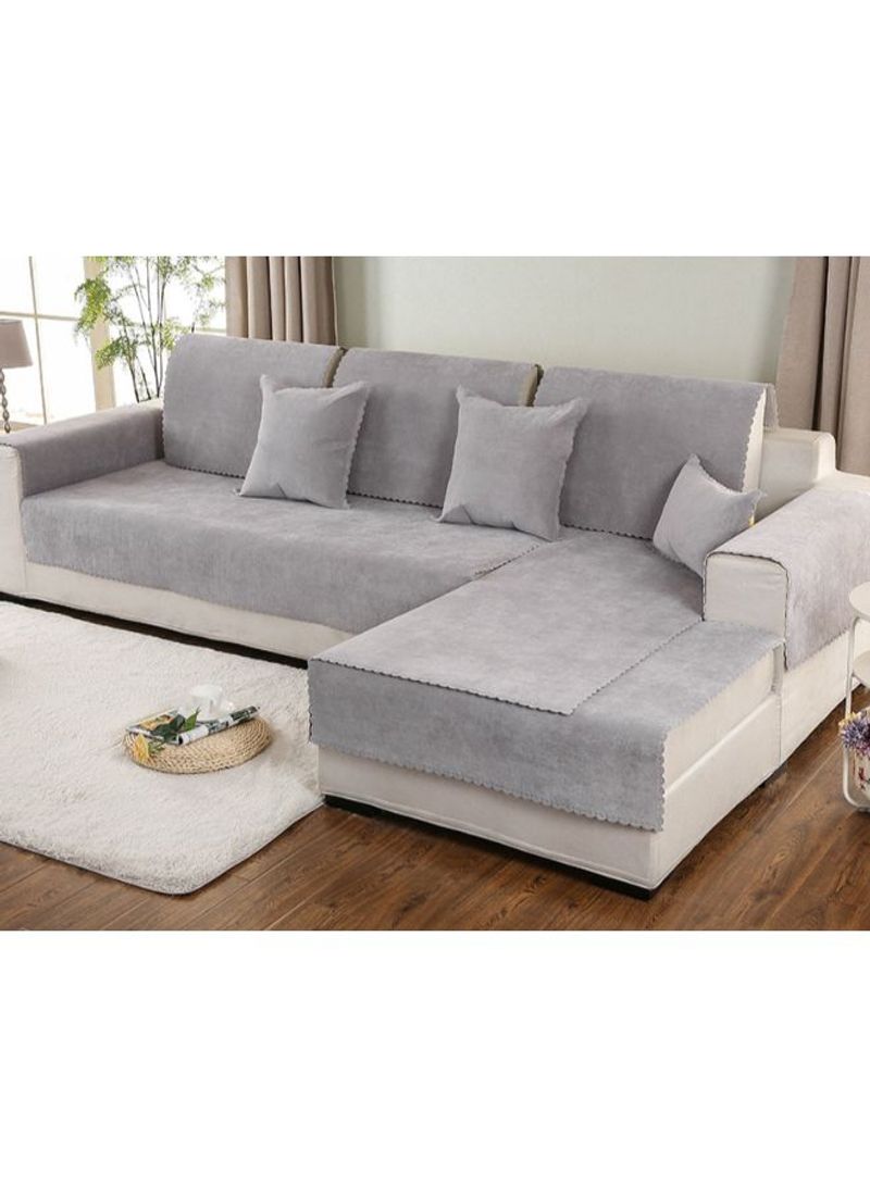 Modern Pattern Anti-Slip Sofa Slipcover Grey