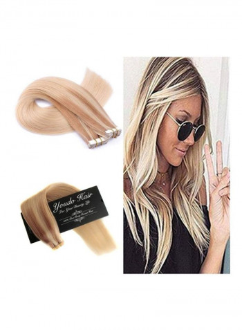 20-Piece Tape-In Straight Hair Extension Set Blonde/Brown 20inch