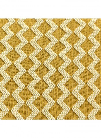 Soft Wave Pattern Warm Knitted Blanket Cotton Yellow 120x200centimeter