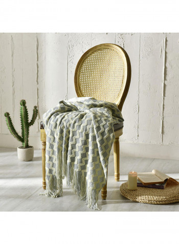 Wave Pattern Casual Knitted Blanket Polyester Grey 120x200centimeter
