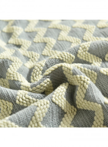 Wave Pattern Casual Knitted Blanket Polyester Grey 120x200centimeter