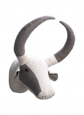 Decorative Buffalo Head Wall Hanging White/Grey 12.2x9.4x15.7inch