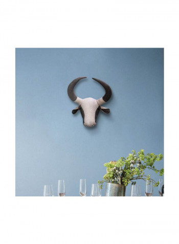 Decorative Buffalo Head Wall Hanging White/Grey 12.2x9.4x15.7inch