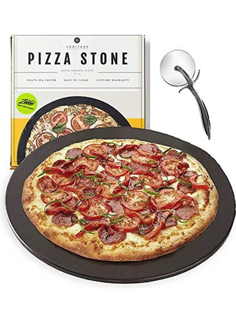 Ceramic Pizza Stone Black 15.8x15.8x2.5inch