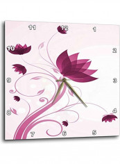 Flower Printed Wall Clock Pink 13x13inch