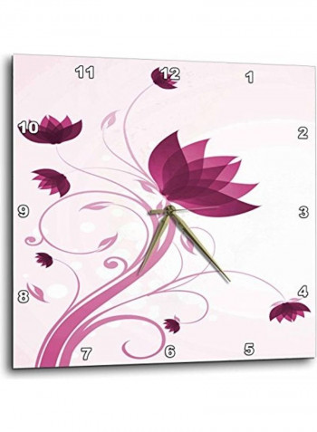 Flower Printed Wall Clock Pink 13x13inch