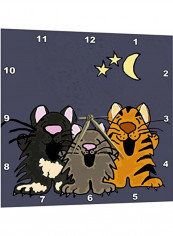 Funny Tiger Cats Singing In Moonlight Wall Clock Multicolour 13x13inch