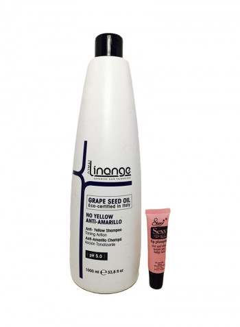 Grape Seed Oil Anti-Yellow Shampoo With Lip Plumping Gloss Set