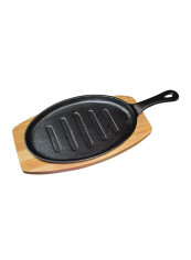 Pack Of 2 Cast Iron Sizzle Platter And Serving Tray Black/Brown 17inch