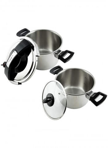 2-Piece Stainless Steel Neptune Cooker Pot Set Silver/Black 53x37x22cm