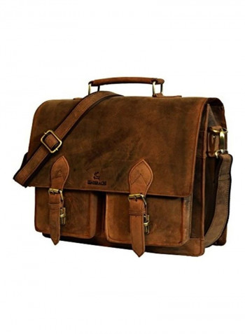 Leather Laptop Briefcase Bag Brown