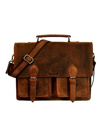Leather Laptop Briefcase Bag Brown