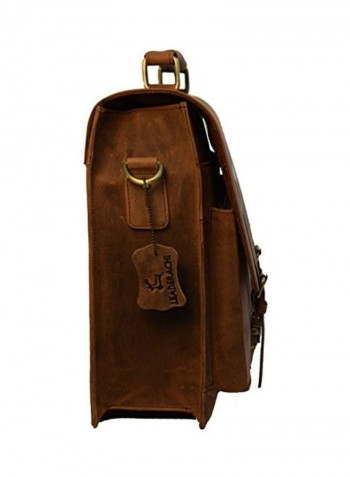 Leather Laptop Briefcase Bag Brown