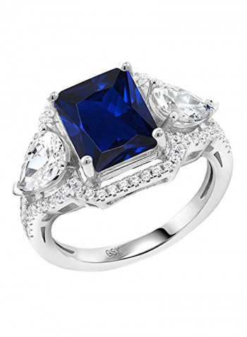 925 Sterling Silver Simulated Sapphire Ring