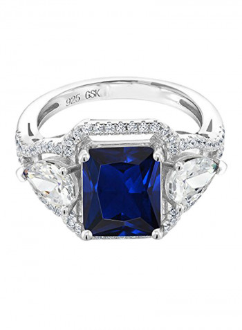 925 Sterling Silver Simulated Sapphire Ring