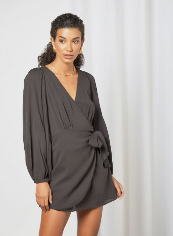 Wrap Mini Dress Black