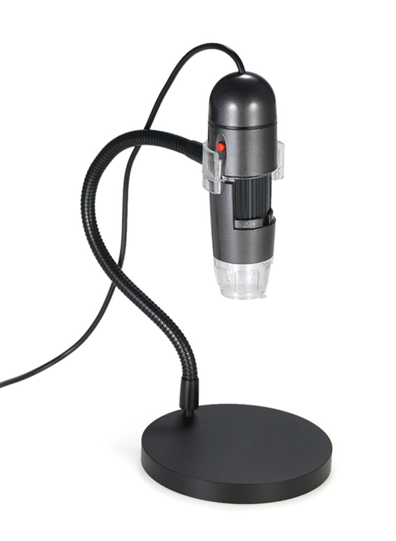 Portable 8 LED Digital Zoom Magnifier Microscope With Holder Black