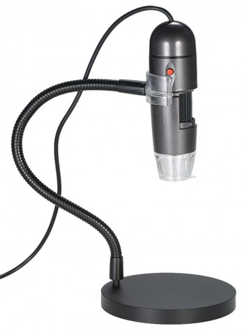 Portable 8 LED Digital Zoom Magnifier Microscope With Holder Black