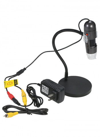 Portable 8 LED Digital Zoom Magnifier Microscope With Holder Black