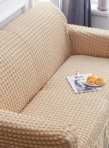 Rustic Pattern Soft Sofa Slipcover Beige 230-300centimeter
