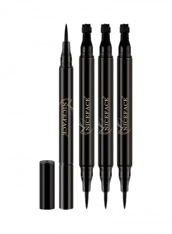 4-Piece Double-Ended Eyeliner With Stamp Black