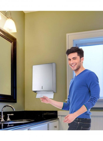 Multifold Paper Towel Dispenser Silver 14.5 x 5 x 11.2inch