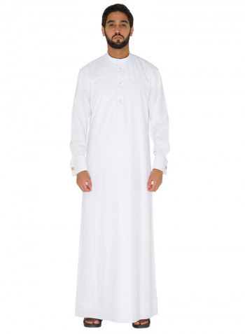 Asymmetric Pleated Kandora White
