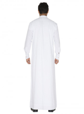 Asymmetric Pleated Kandora White