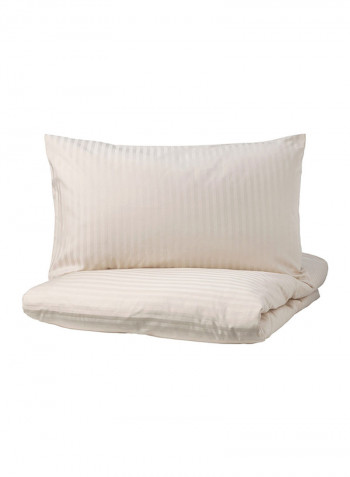 3-Piece Pillowcase With Quilt Cover Set Fabric Beige