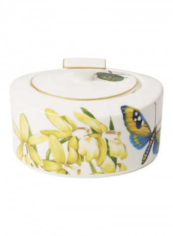 Porcelain Amazonia Sugar Bowl With Lid White/Yellow/Blue 330ml
