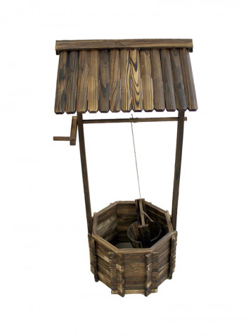Wellhead And Wooden Barrel Decoration Brown 119 x 52 x 49centimeter