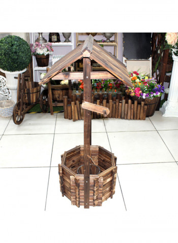 Wellhead And Wooden Barrel Decoration Brown 119 x 52 x 49centimeter