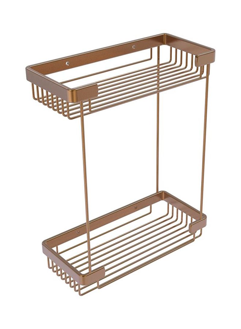 Double Tier Toiletry Shower Basket Brushed Bronze 12x4.8x10.5inch