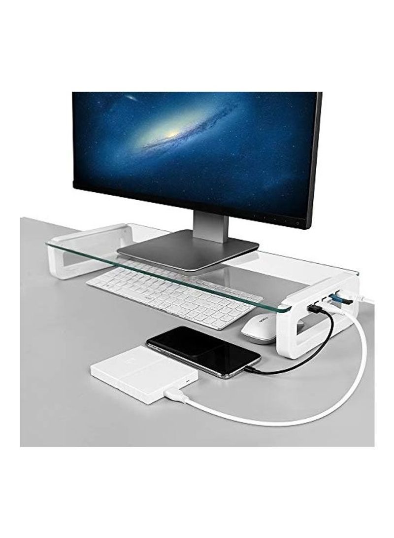 Monitor Stand Riser White/Clear