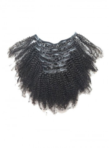 Pack Of 7 Kinky Curly Clip In Brazilian Hair Extensions Black 10inch