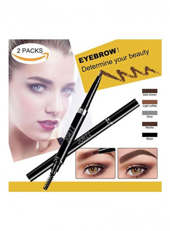 2-Piece Waterproof Eyebrow Pencil Light Coffe