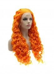 Curly Long Synthetic Lace Front Hair Wig Orange 26inch