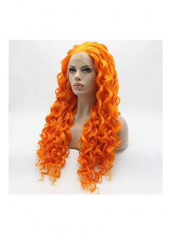 Curly Long Synthetic Lace Front Hair Wig Orange 26inch
