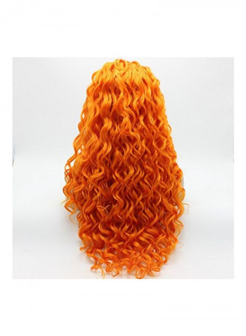 Curly Long Synthetic Lace Front Hair Wig Orange 26inch
