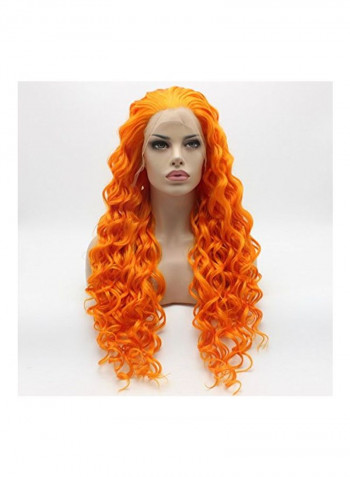 Curly Long Synthetic Lace Front Hair Wig Orange 26inch