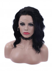 Wavy Synthetic Lace Front Hair Wig Black 14inch