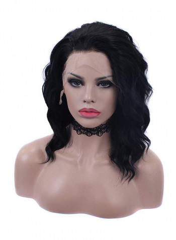 Wavy Synthetic Lace Front Hair Wig Black 14inch