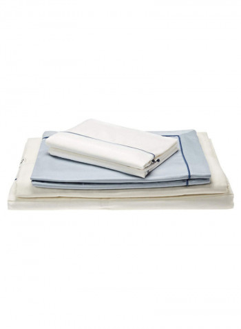 6-Piece Derin Eco Large Duvet Set Cotton White/Blue 280 x 280centimeter