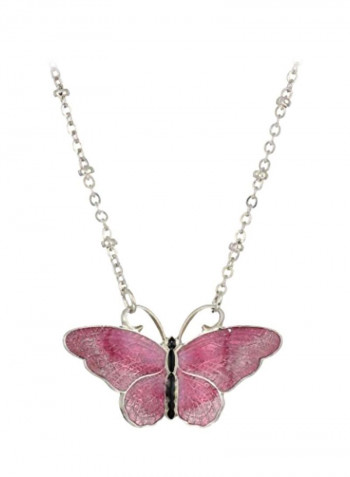 Enamel Butterfly Pendant Necklace